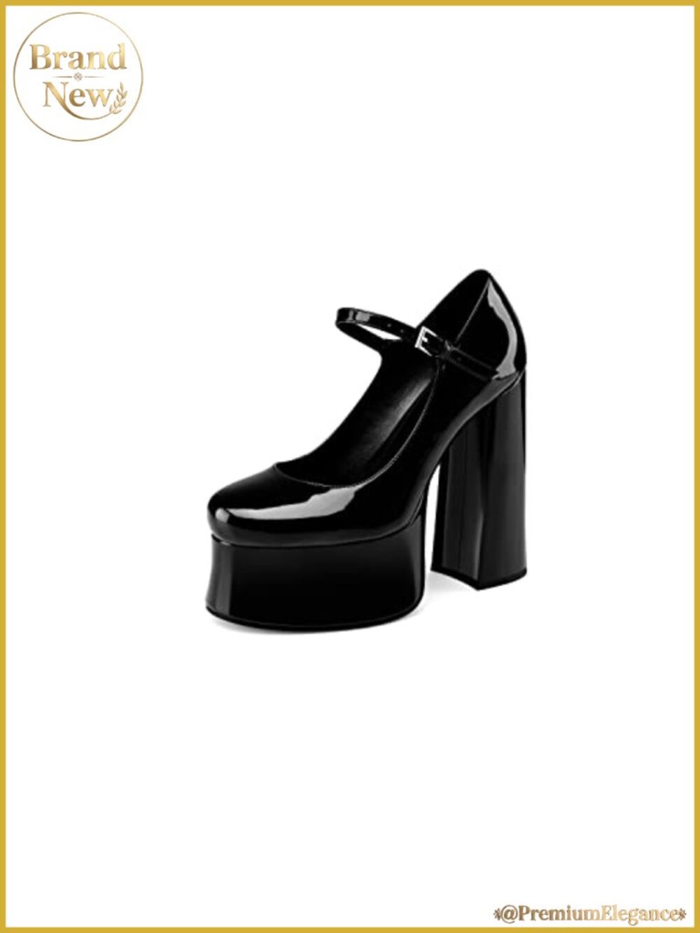 Women's Mary Jane Platform Heels Black Close Toe Chunky Block Pumps